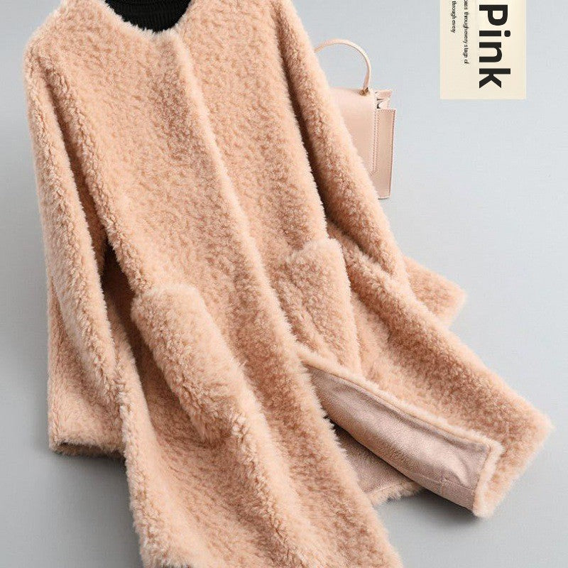 Particulate Sheep Sheared Fur Women'S Coat