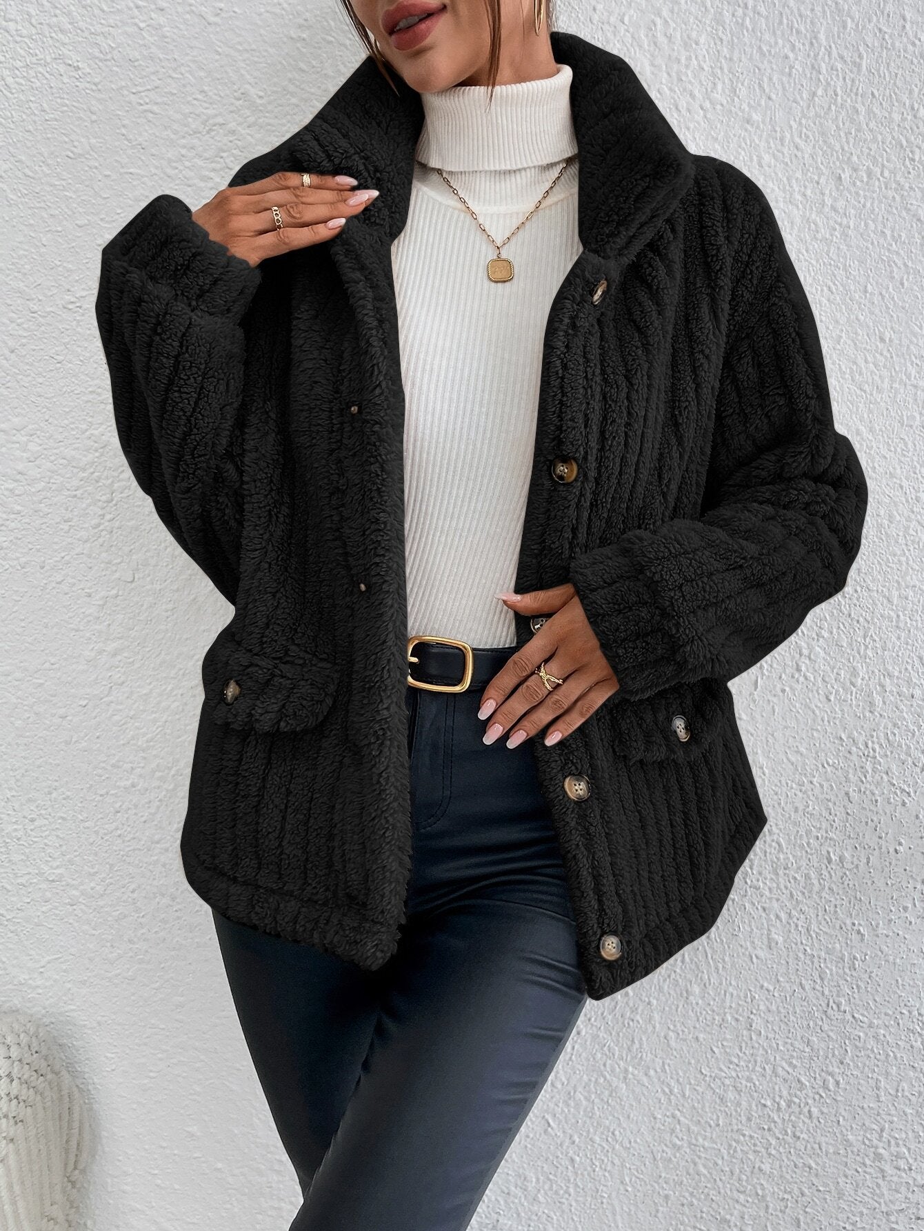 Solid Cardigan Mid-Length Coat