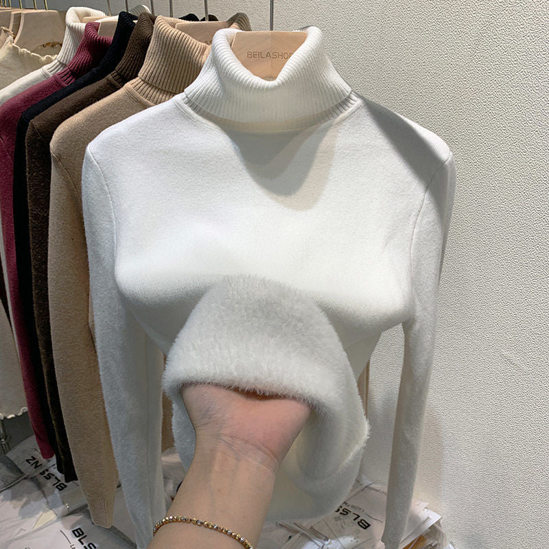 Women'S Velvet Turtleneck Sweater