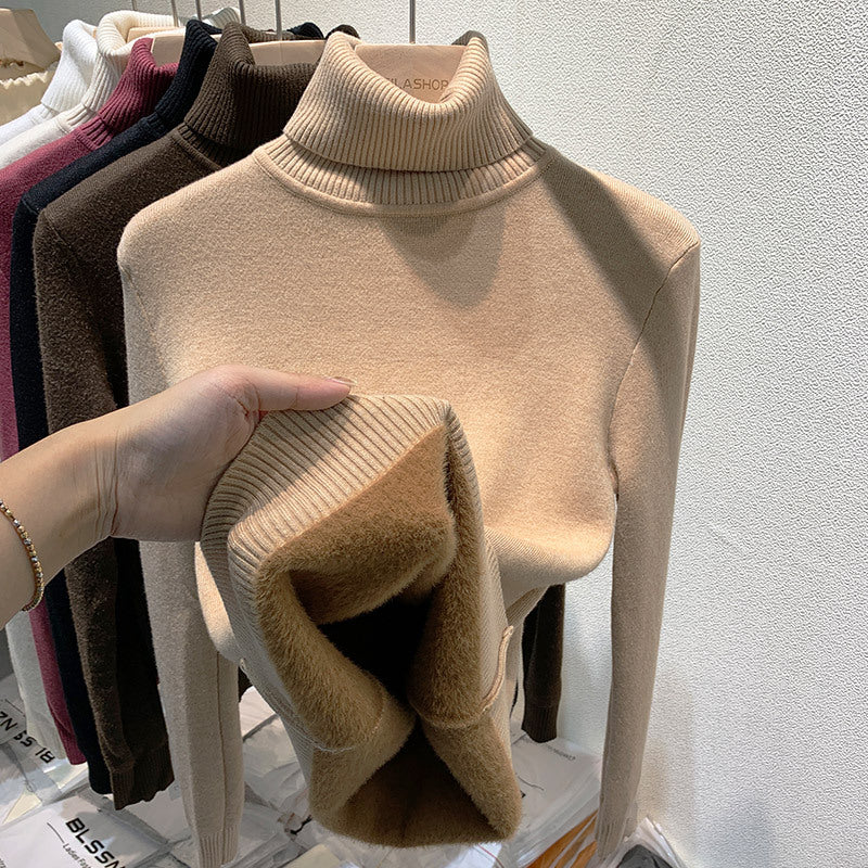 Women'S Velvet Turtleneck Sweater