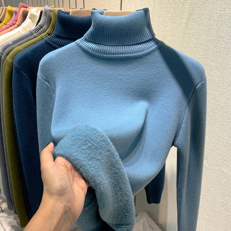 Women'S Velvet Turtleneck Sweater
