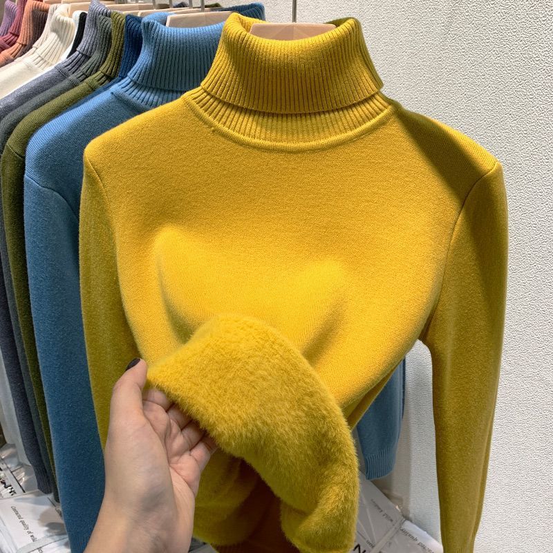Women'S Velvet Turtleneck Sweater