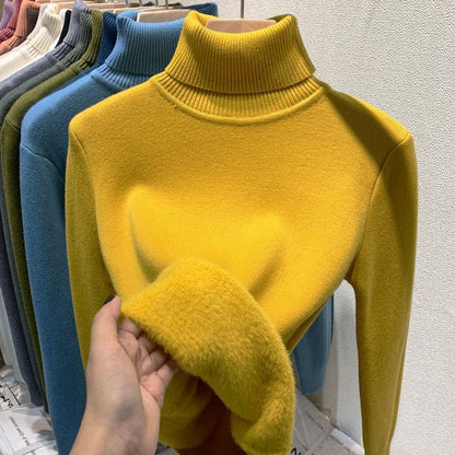 Women'S Velvet Turtleneck Sweater