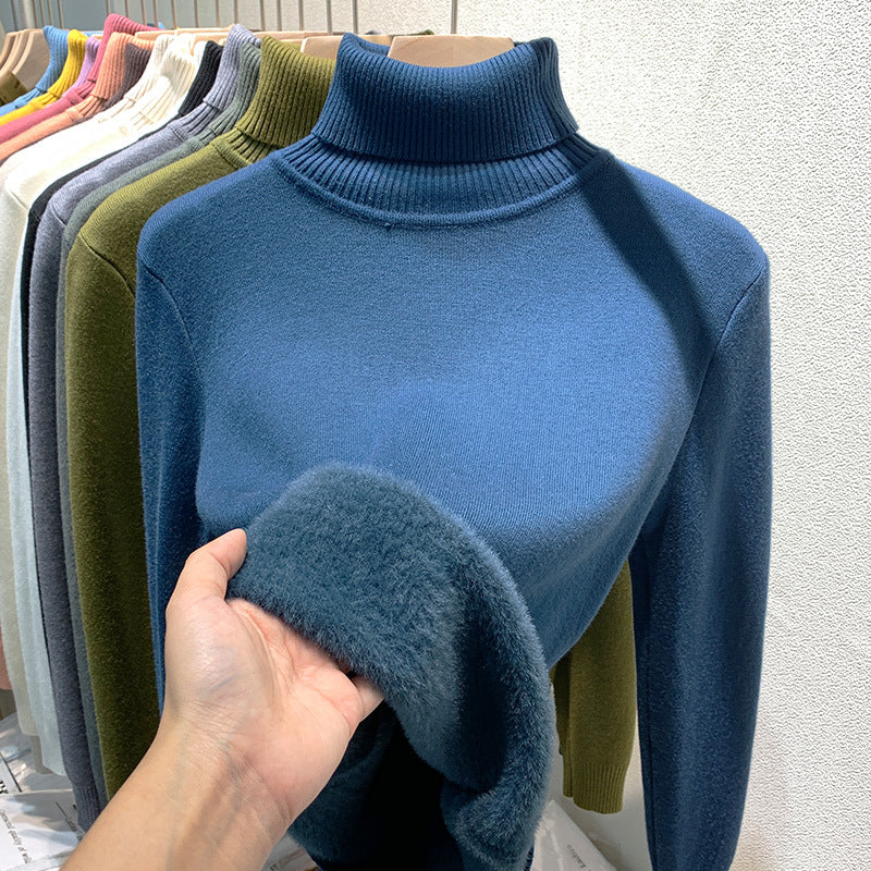 Women'S Velvet Turtleneck Sweater