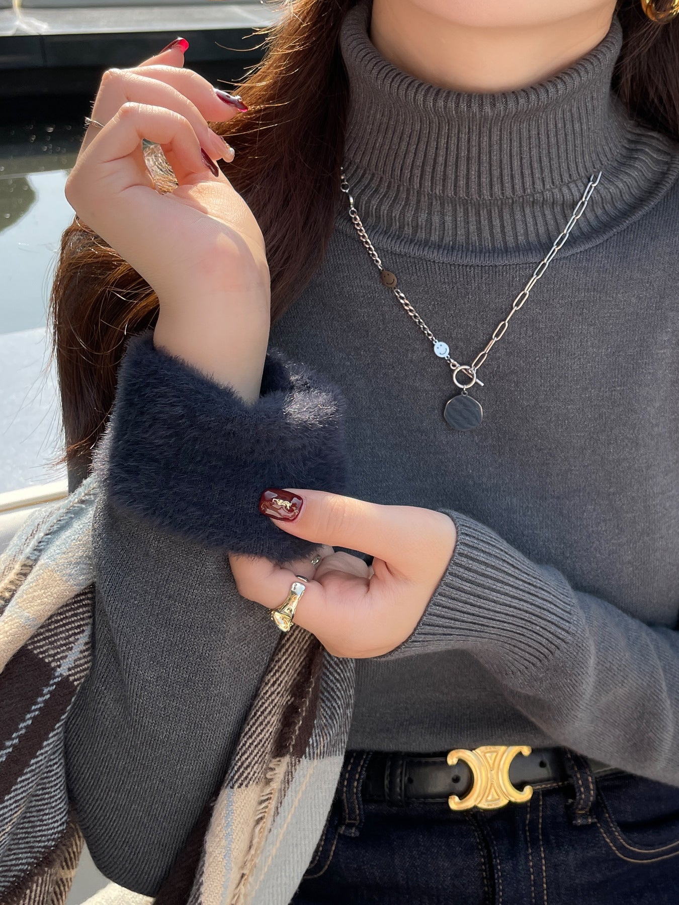 Women'S Velvet Turtleneck Sweater