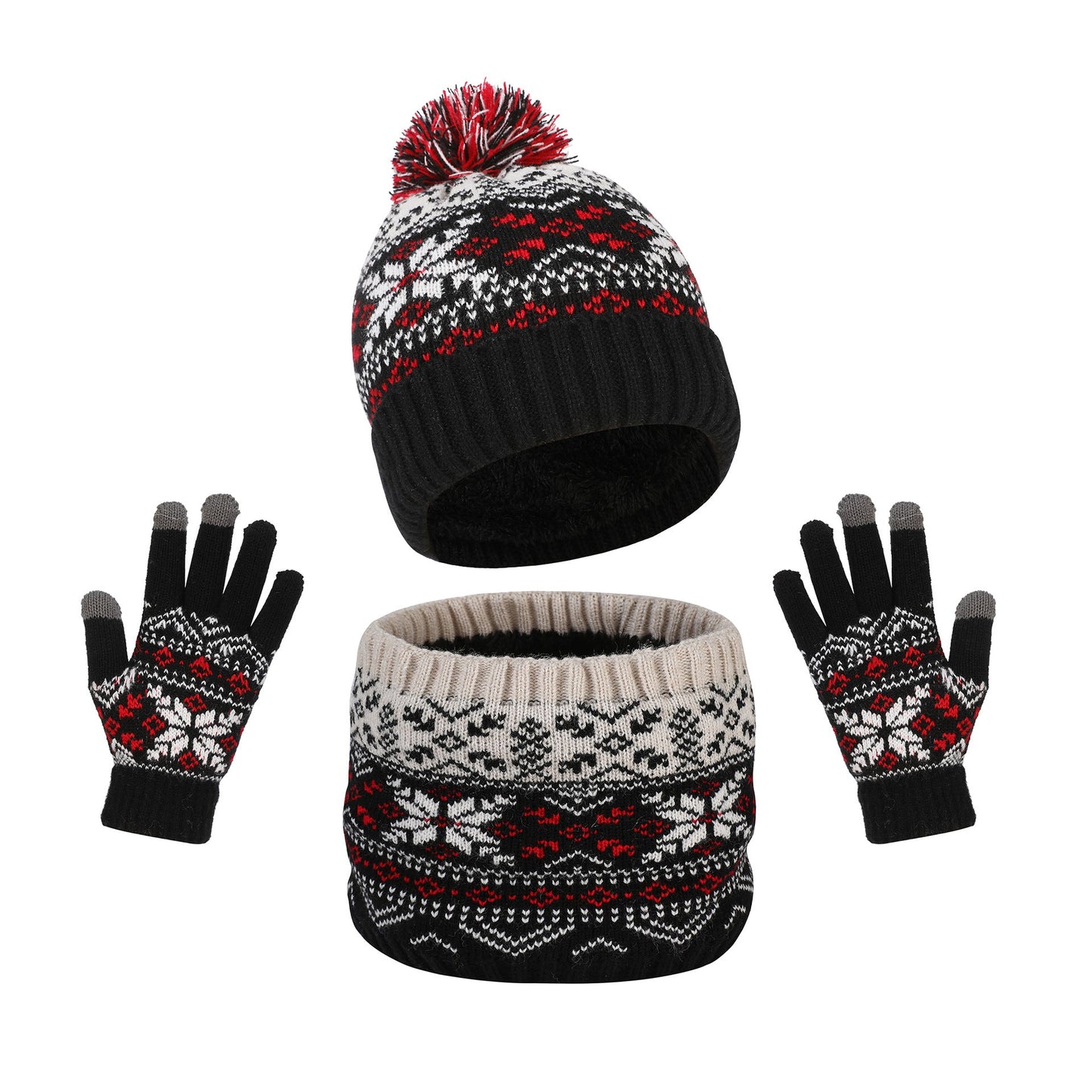 Warm Knitted Three-Piece Suit