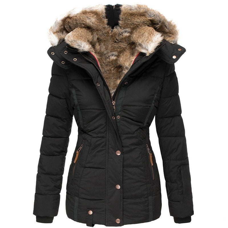 Warm Wool Collar Cotton-Padded Jacket