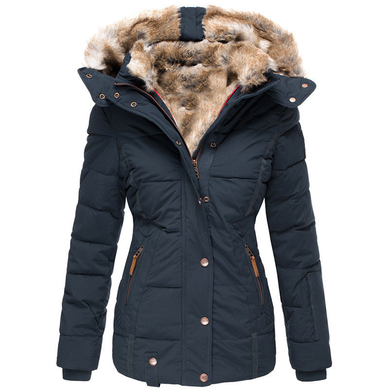 Warm Wool Collar Cotton-Padded Jacket
