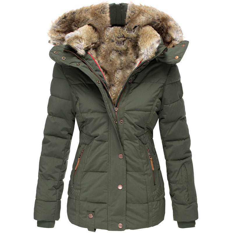Warm Wool Collar Cotton-Padded Jacket