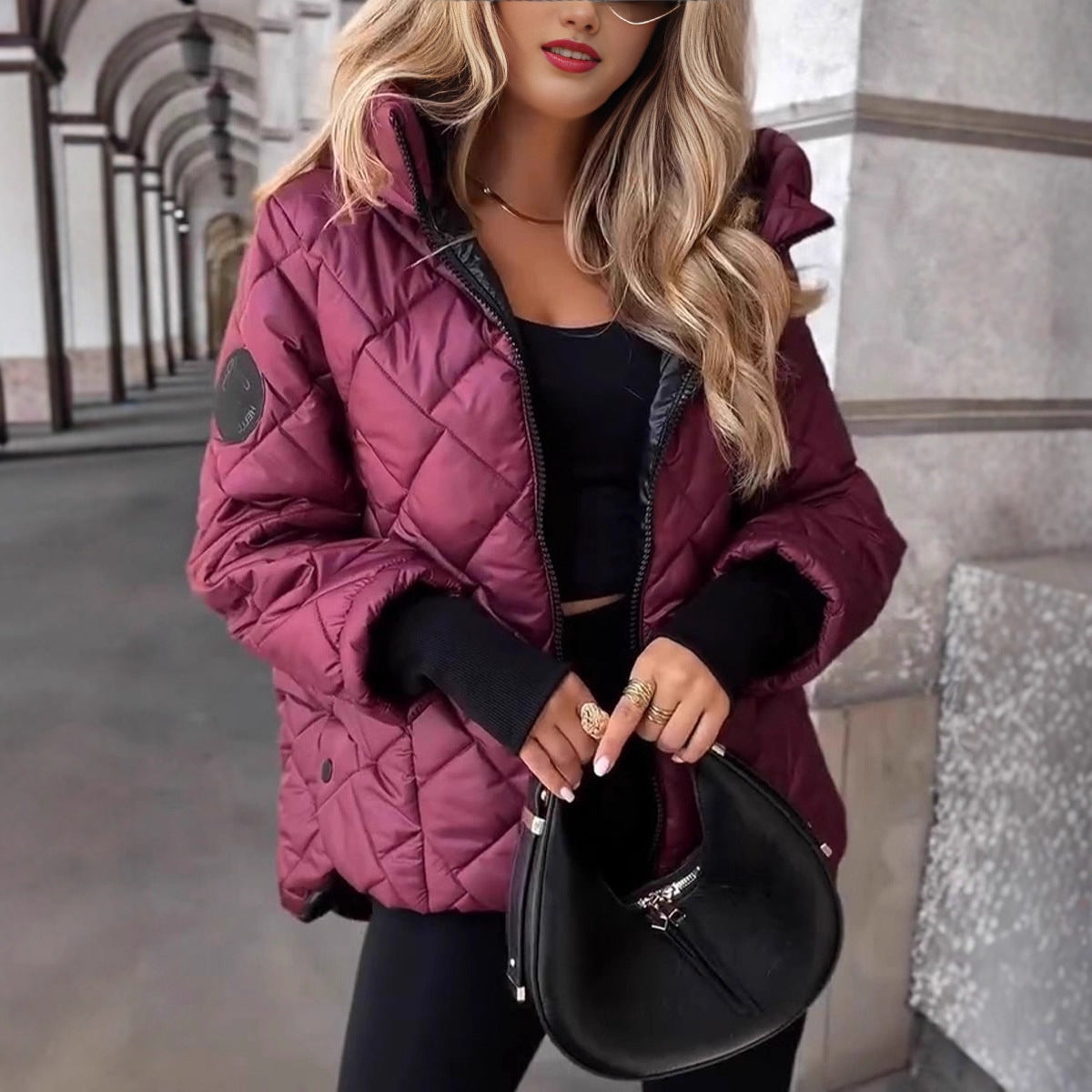 Women'S Loose Loose Cotton-Padded Hooded Coat