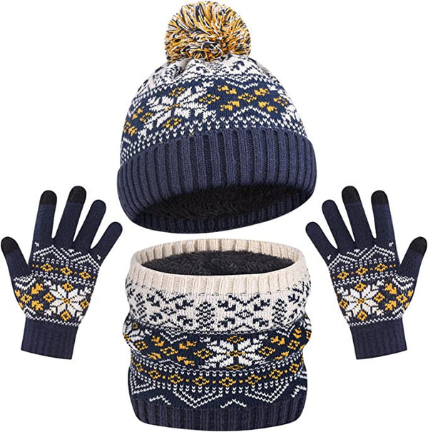 Warm Knitted Three-Piece Suit
