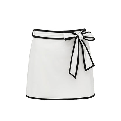 Swimsuit Black White Color Matching Sweet Girl Bow Swimsuit Women White Skirt - Glemish Aura