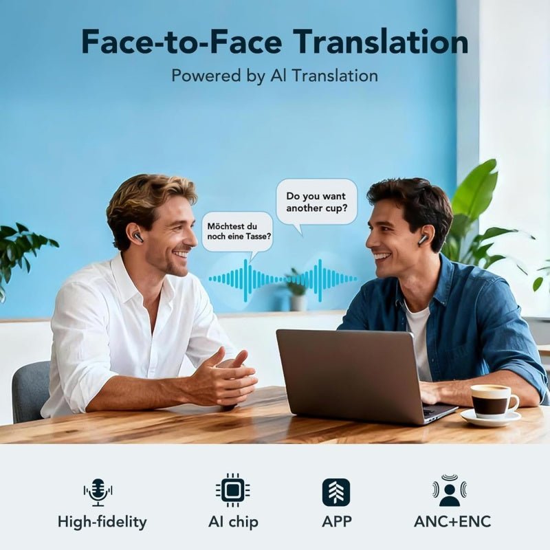 Wireless BT AI Translation Earbuds 144 - Language Real - time Translation Headphones - Glemish Aura